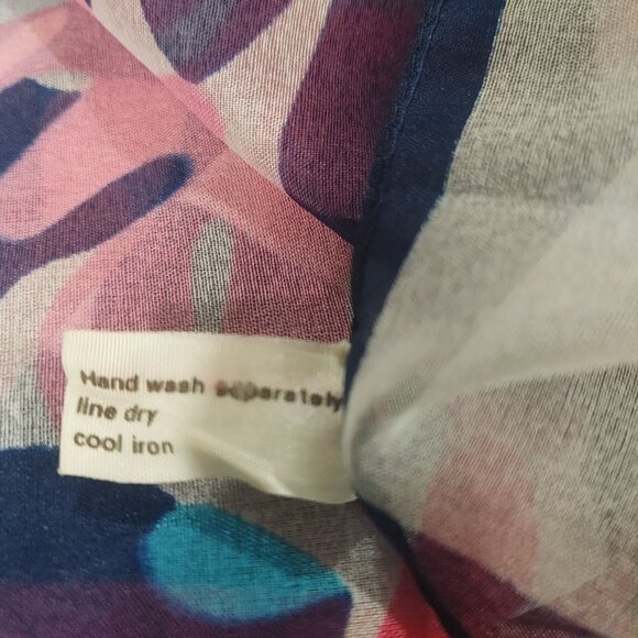 Vintage Italian Floral Polyester Scarf Bold Pink Blue Design 27 by 27 Inches - Picture 6 of 11